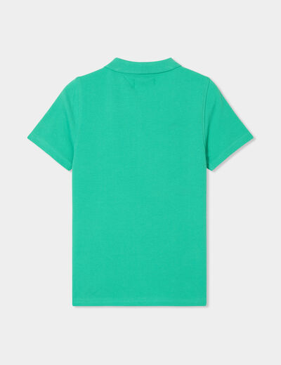 Polo manches courtes à détail brodé vert menthe garçon
