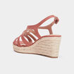 Sandales compens&eacute;es rose pastel femme