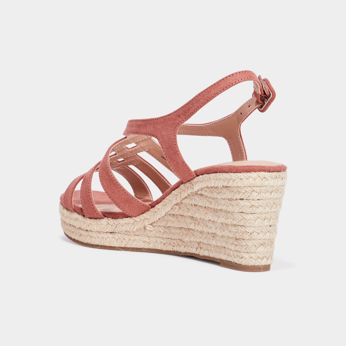 Sandales compens&eacute;es rose pastel femme