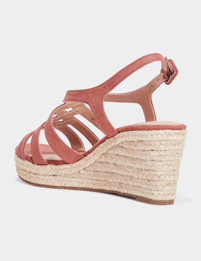 Sandales compens&eacute;es rose pastel femme
