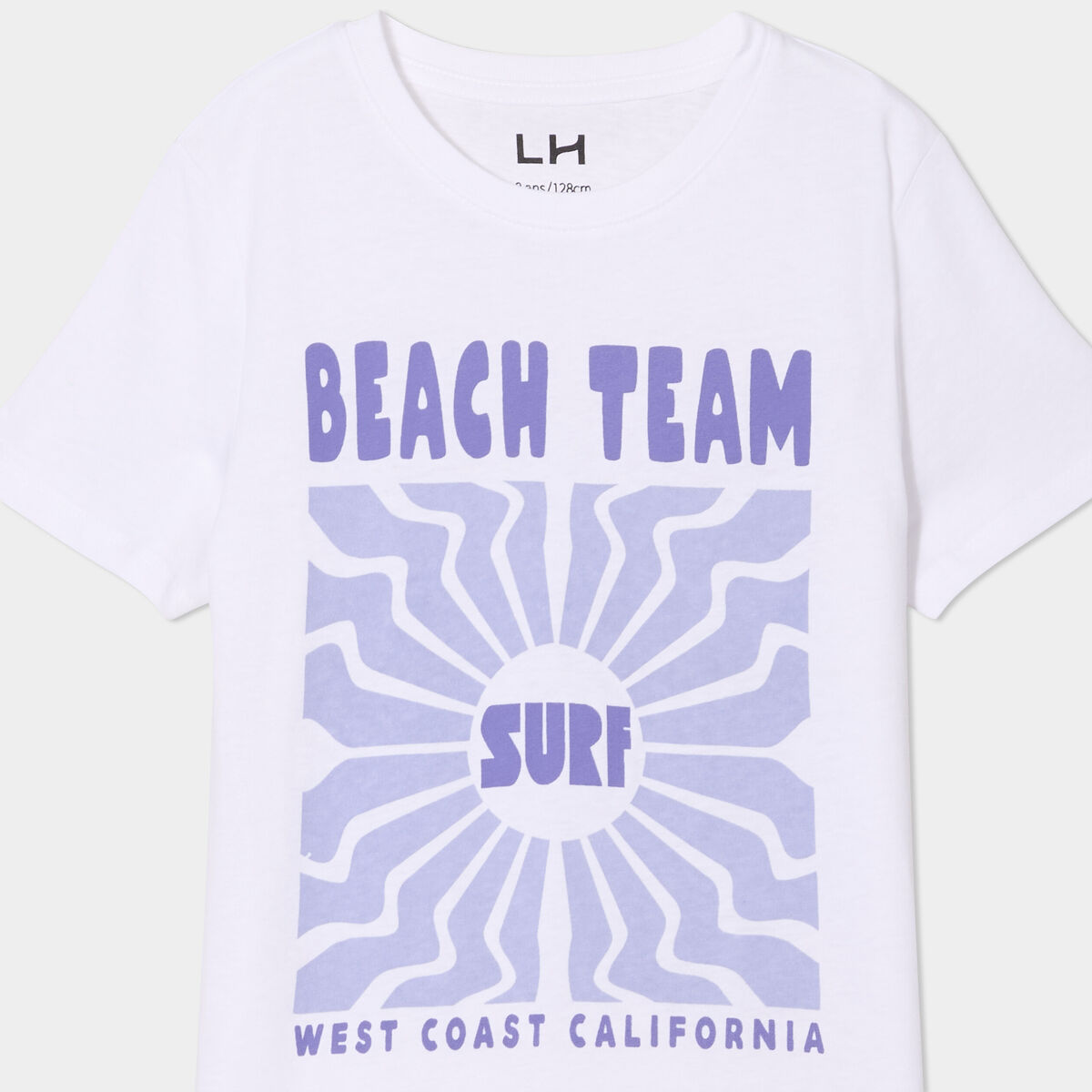 T-shirt col rond manches courtes coton blanc gar&ccedil;on