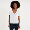 T-shirt manches courtes col en V coton blanc femme