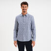 Chemise droite imprimée manches longues bleu homme