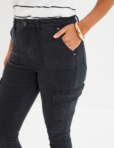 Pantalon cargo skinny 7/8ème Liberto noir femme