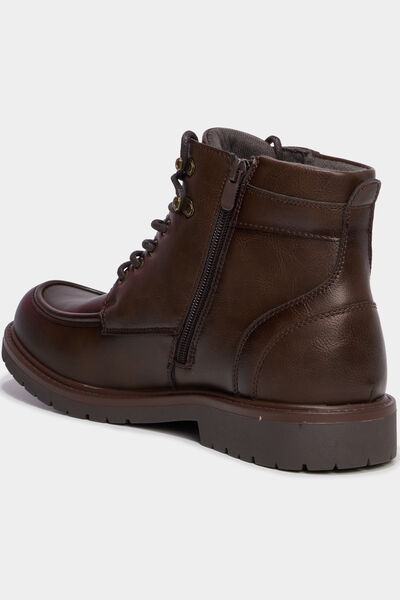 Boots zipp&eacute;es &agrave; lacets marron homme