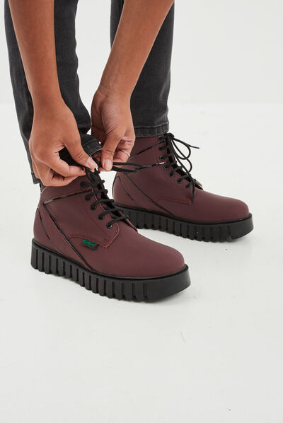 Bottines en cuir Kickers Kickfab bordeaux femme