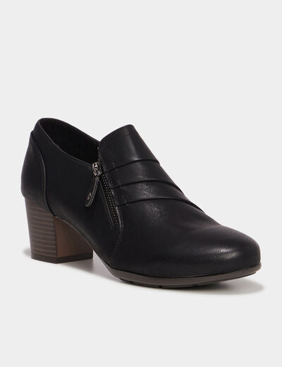 Loafers à talons zippées Confortissimo noir femme