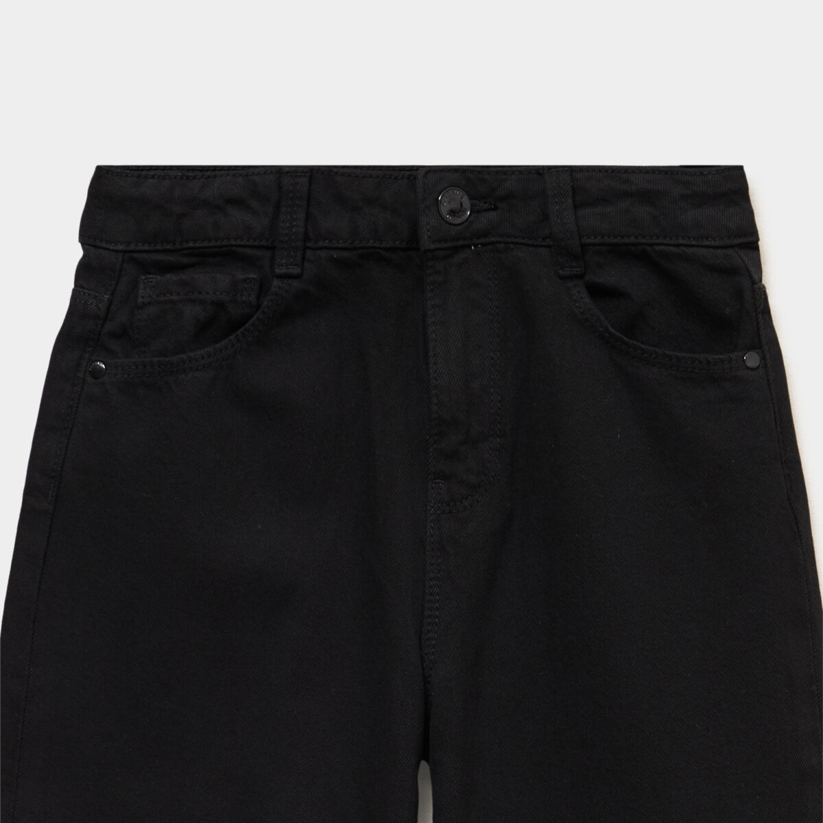Pantalon coupe large 5 poches coton noir fille