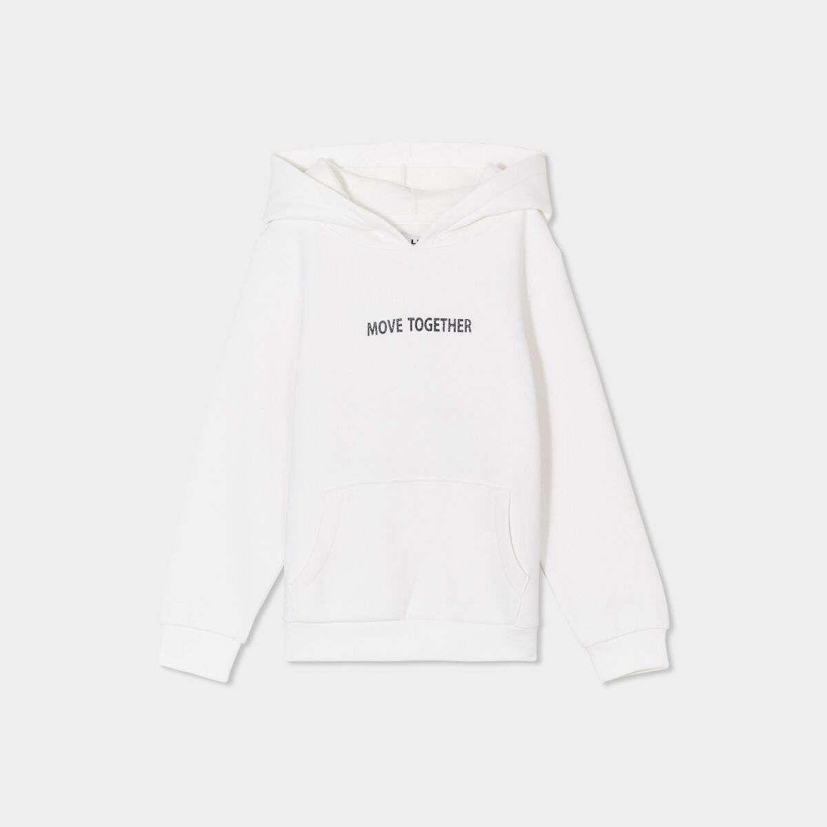 Sweat à capuche hoodie droit ivoire fille
