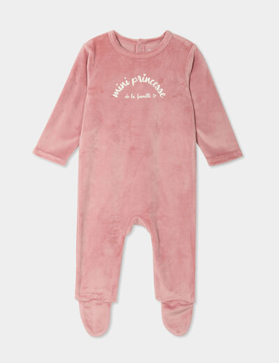Dors-bien effet velours manches longues vieux rose bébé fille