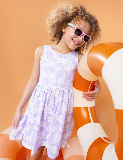 Robe patineuse sans manches coton parme fille
