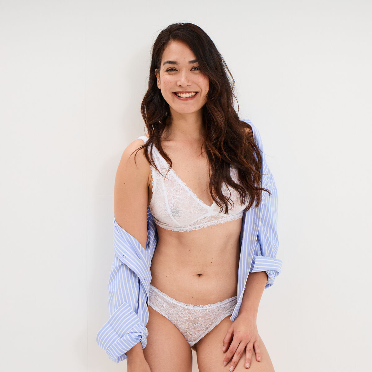 Soutien-gorge triangle dentelle blanc femme
