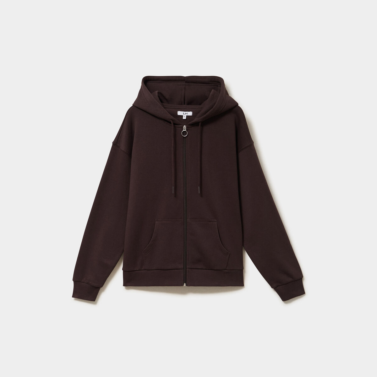 Sweat zipp&eacute; &agrave; capuche marron fonc&eacute; femme