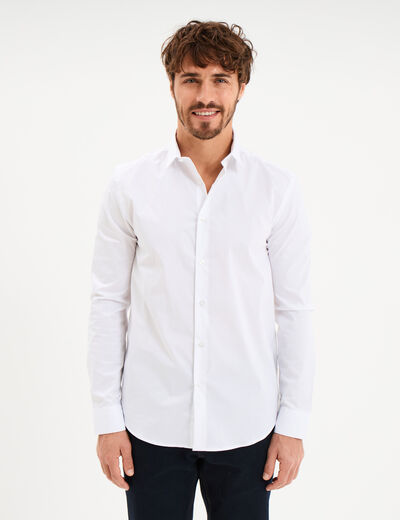 Chemise stretch manches longues blanc homme