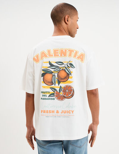 T-shirt relax manches courtes coton blanc homme