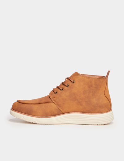 Bottines &agrave; lacets semelle &eacute;paisse marron clair homme