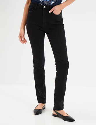 Jeans slim taille haute denim noir femme