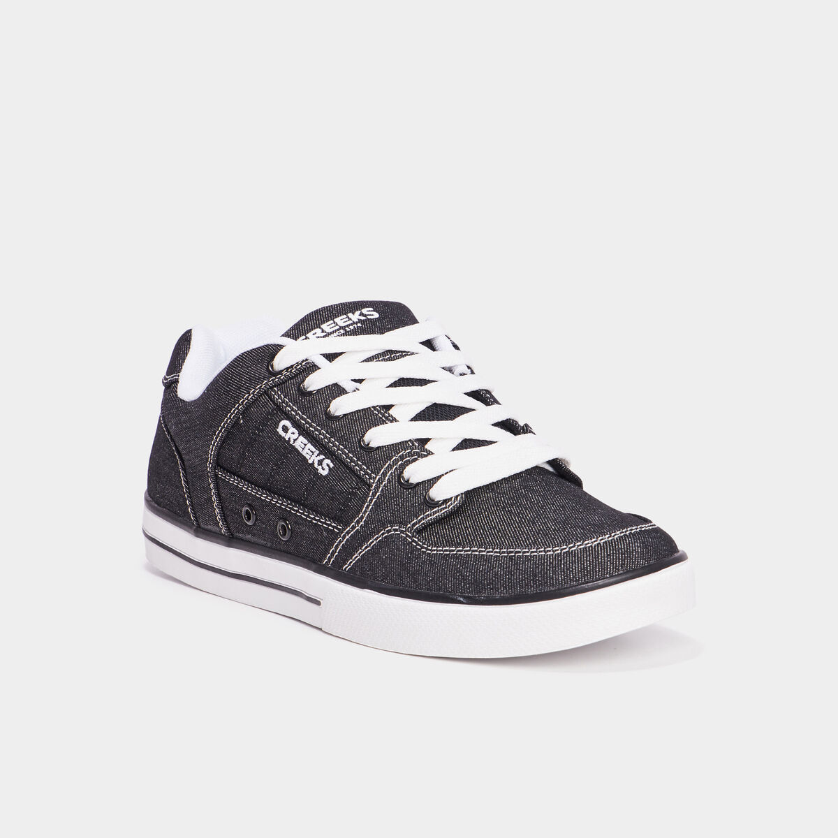 Tennis basses en toile &agrave; lacets noir homme