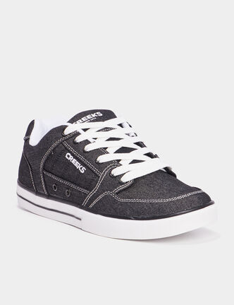 Tennis basses en toile à lacets noir homme