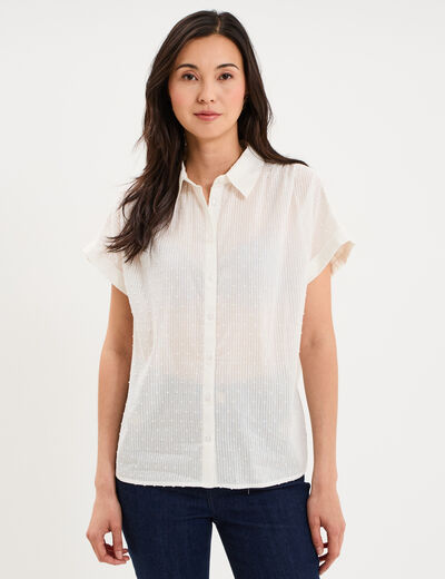 Chemise manches courtes coton blanc femme