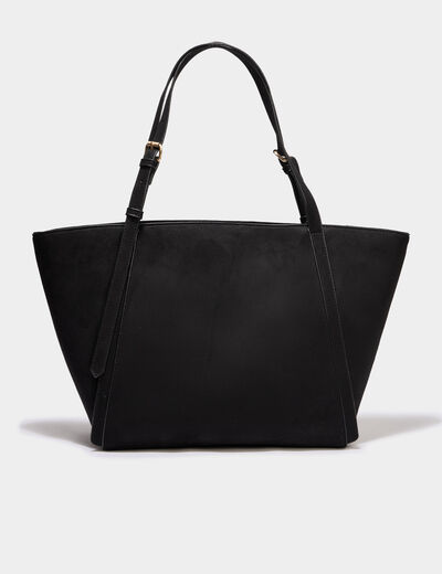 Sac cabas grand format zipp&eacute; noir femme