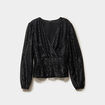 Blouse paillettes taille &eacute;lastiqu&eacute;e noir femme