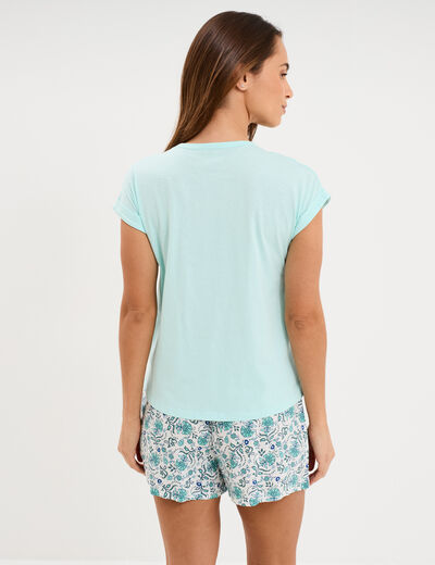 Ensemble pyjama short et t-shirt ecru femme