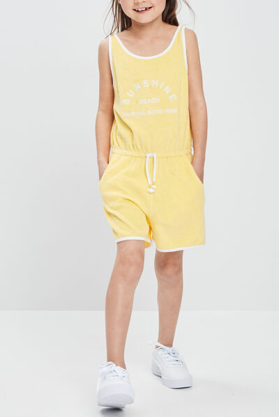 Combishort à bretelles jaune fille