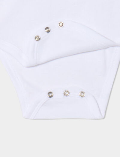 Body US velours coton manches longues blanc b&eacute;b&eacute;