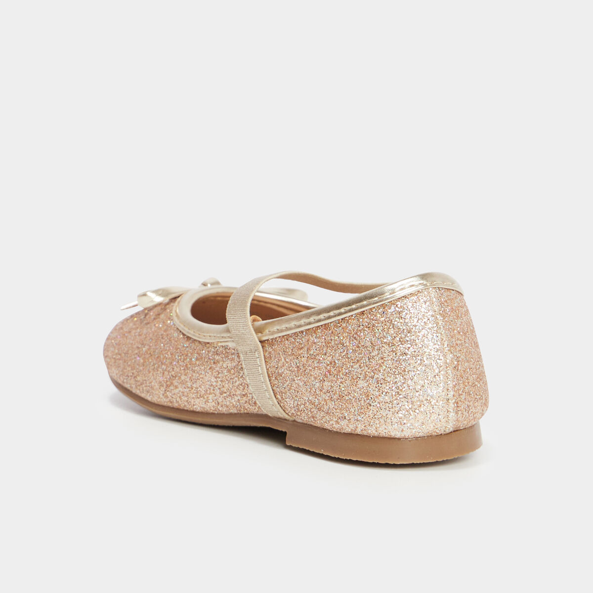 Ballerines &agrave; paillettes et noeuds jaune or b&eacute;b&eacute; fille