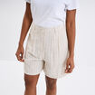 Short droit lin m&eacute;lang&eacute; beige femme