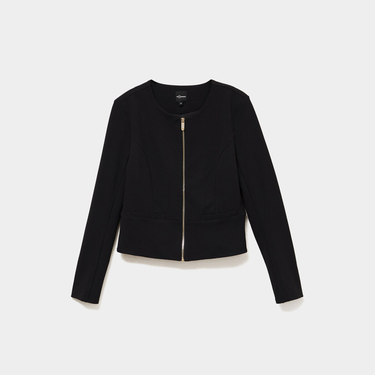 Veste courte zipp&eacute;e ajust&eacute;e noir femme
