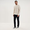 Pull c&ocirc;tel&eacute; col rond manches longues gris clair homme