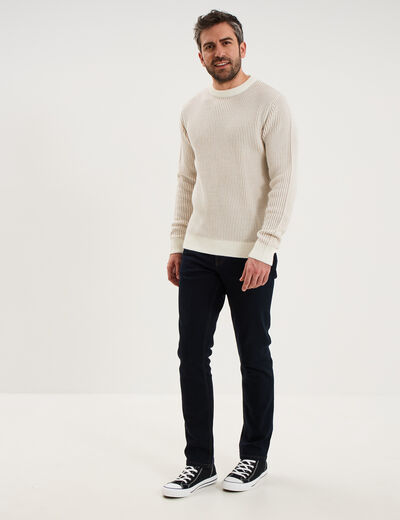 Pull c&ocirc;tel&eacute; col rond manches longues gris clair homme