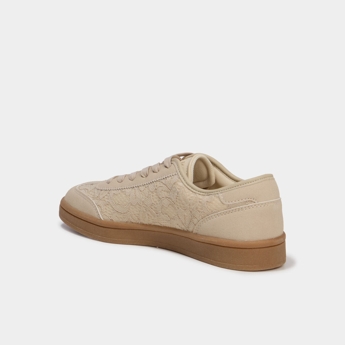 Tennis basses avec dentelle sable femme