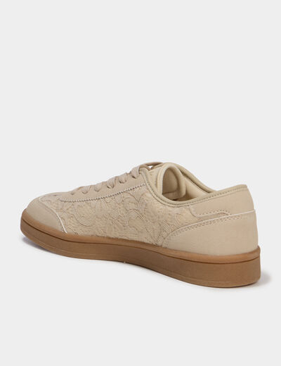 Tennis basses avec dentelle sable femme