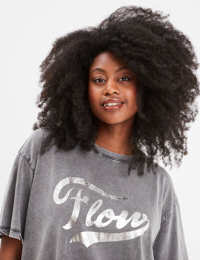 T-shirt oversize manches courtes Liberto noir femme