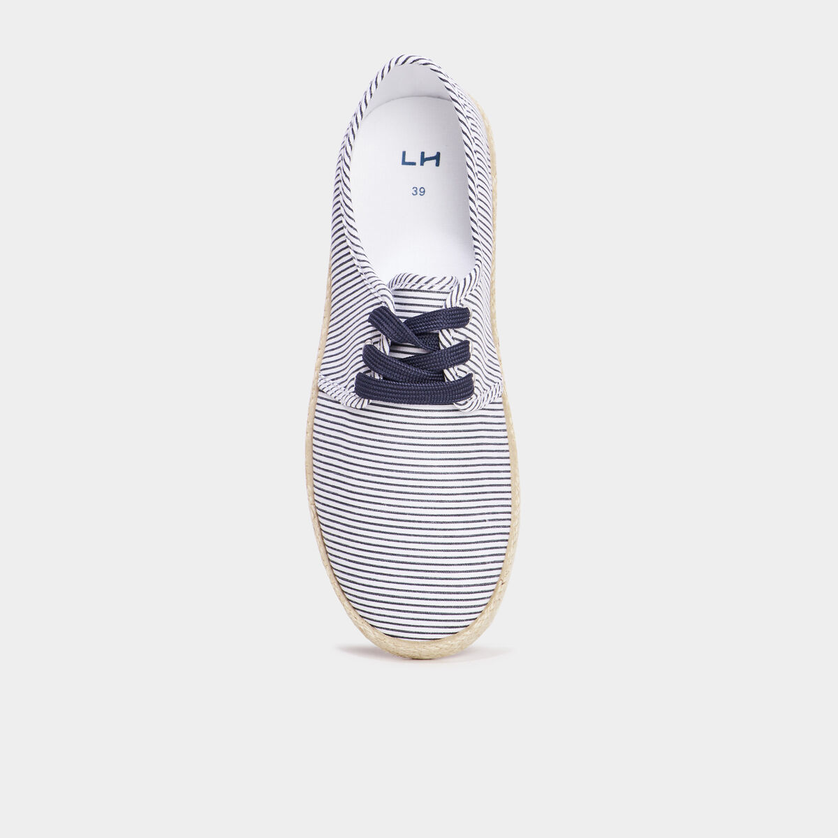 Derbies en toile &agrave; lacets bleu marine femme