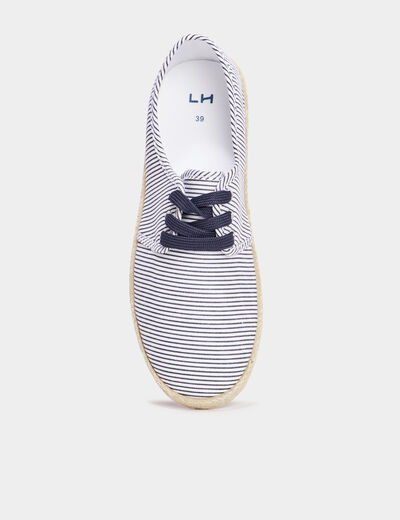 Derbies en toile à lacets bleu marine femme