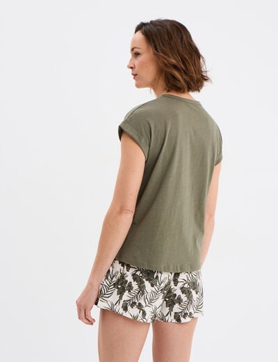 Ensemble pyjama short et t-shirt ecru femme