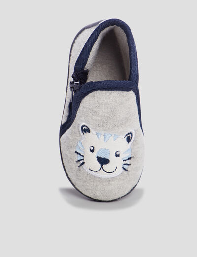 Chaussons bottillons gris bébé garçon
