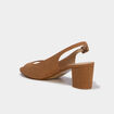 Sandales slingback su&eacute;dine bouts ouverts marron femme