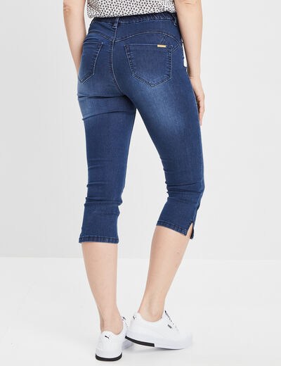 Pantacourt slim en jean push up denim double stone femme