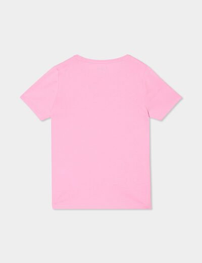 T-shirt manches courtes en coton rose fille