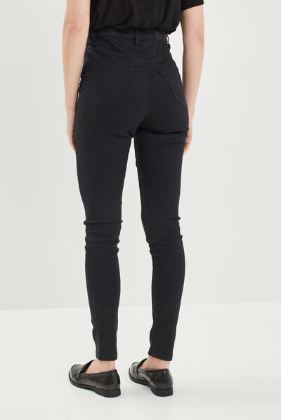 Jeans skinny taille haute noir femme