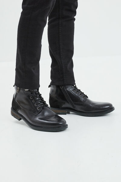 Bottines zipp&eacute;es en cuir noir homme