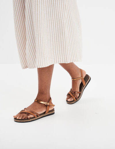 Sandales plates LH marron femme