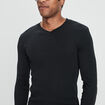 T-shirt manches longues col V noir homme