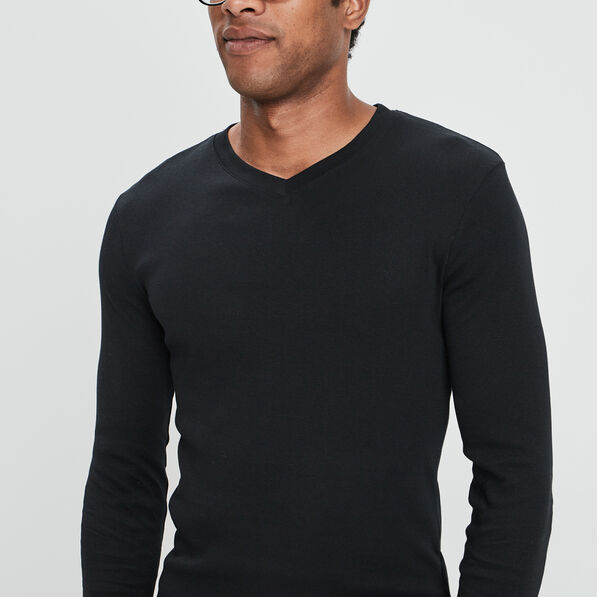 T-shirt manches longues col V noir homme