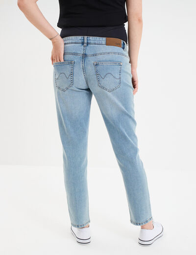 Jeans grossesse slim 7/8ème avec bandeau denim double stone femme maternité